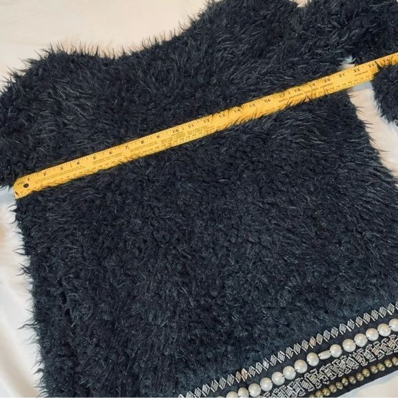 Jessica Simpson Kassidy Embellished Faux-Shearling Black Studded Jacket XS - Picture 11 of 15